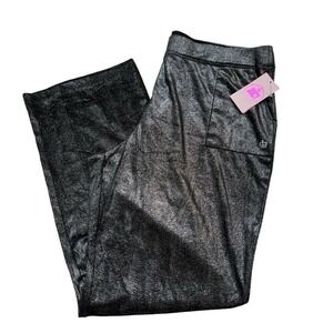Juicy Couture Pants Womens XXL Black Metallic Pull On Wide Leg‎ Comfort Holiday